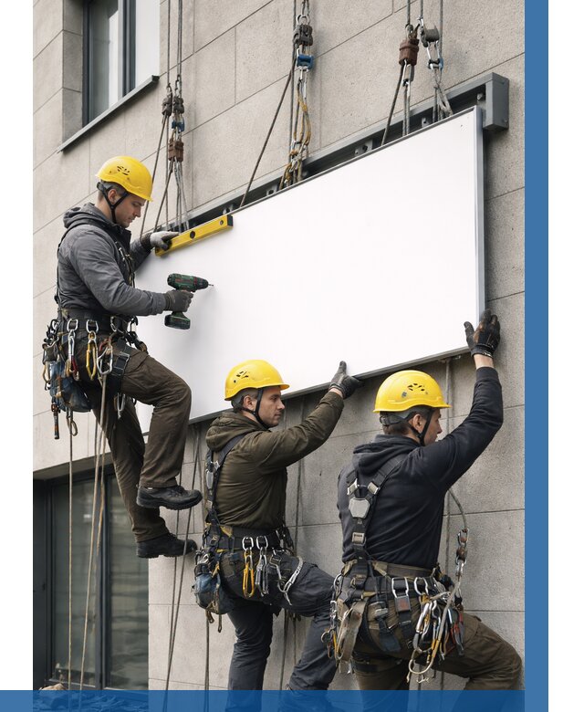 Монтаж рекламной вывески в Котласе от 8290 р. | ВЫСОТНИК-Ктл