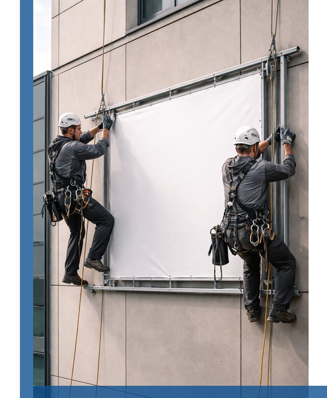 Монтаж наружной рекламной вывески в Котласе под ключ