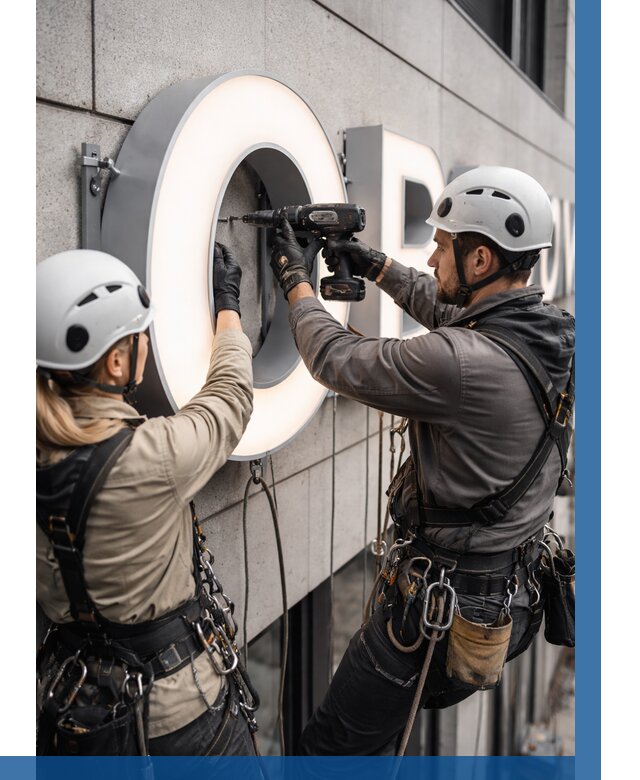 Монтаж световых букв в Котласе от 3109 р. под ключ ВЫСОТНИК-Ктл