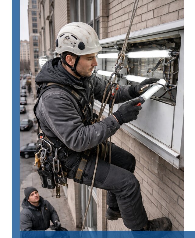 Профессиональная замена ламп в наружной вывеске в Котласе