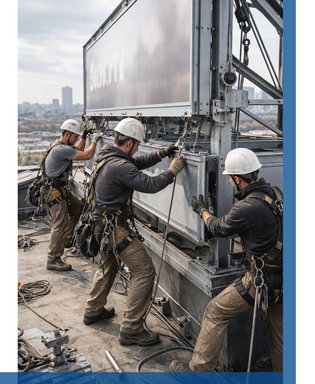 Монтаж крышной рекламной конструкции в Котласе от 62178 р.|ВЫСОТНИК-Ктл