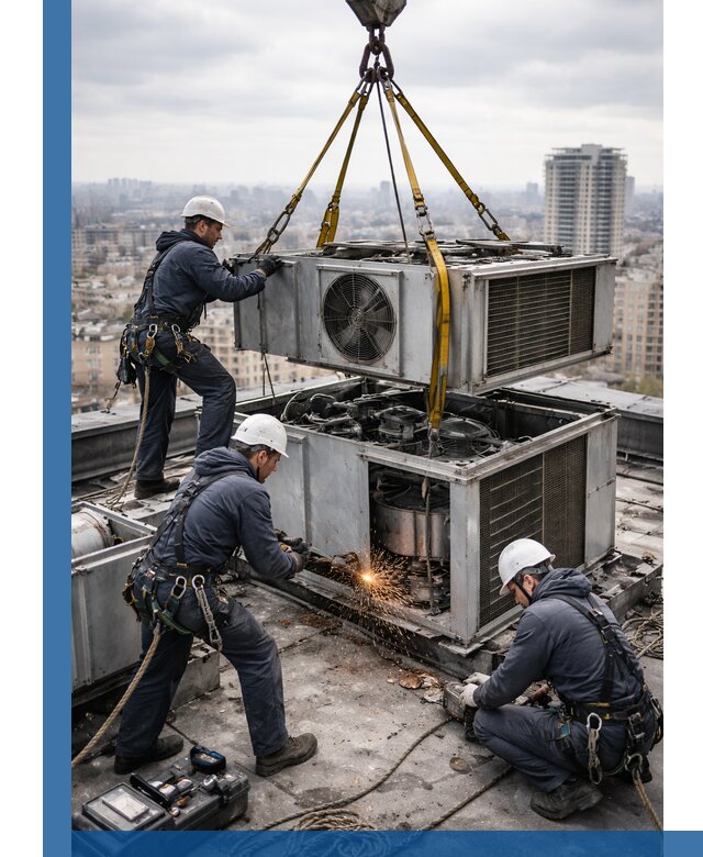 Демонтаж крышной установки в Котласе любой сложности