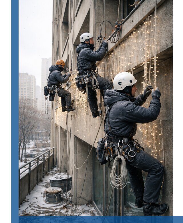 Монтаж новогодней иллюминации и украшение фасадов в Котласе