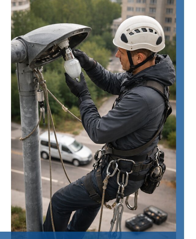 Замена ламп на высоте в Котласе от 2591 р. | ВЫСОТНИК-Ктл