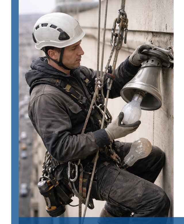 Замена ламп на высоте в Котласе профессионально и быстро