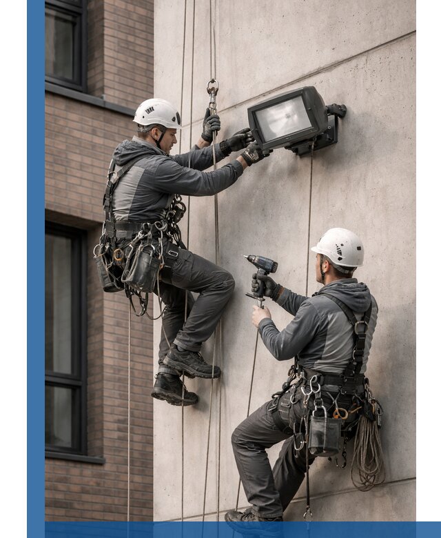 Профессиональный монтаж фасадных прожекторов в Котласе под ключ