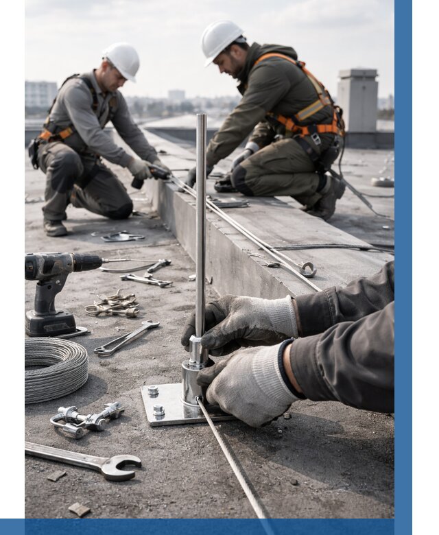 Монтаж молниезащиты на кровле в Котласе цена от 25908 р. | ВЫСОТНИК-Ктл