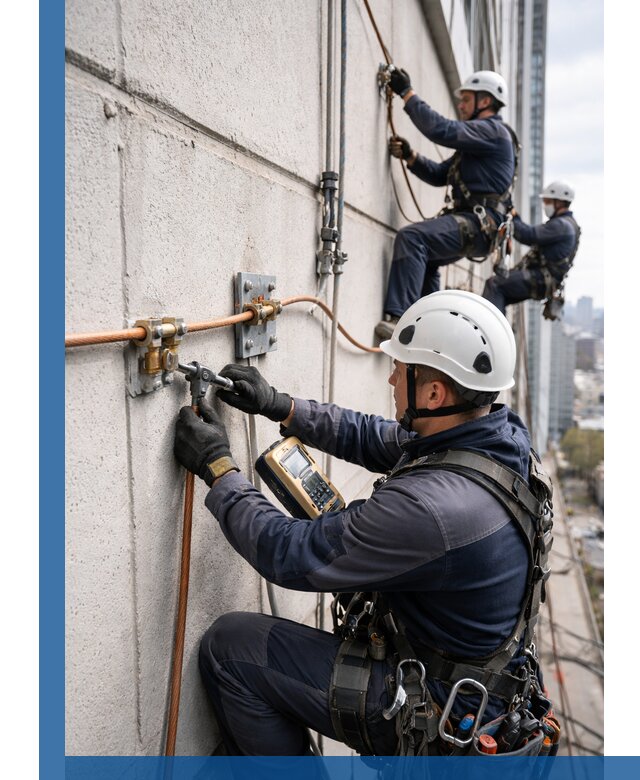 Монтаж системы заземления здания и молниезащиты в Котласе