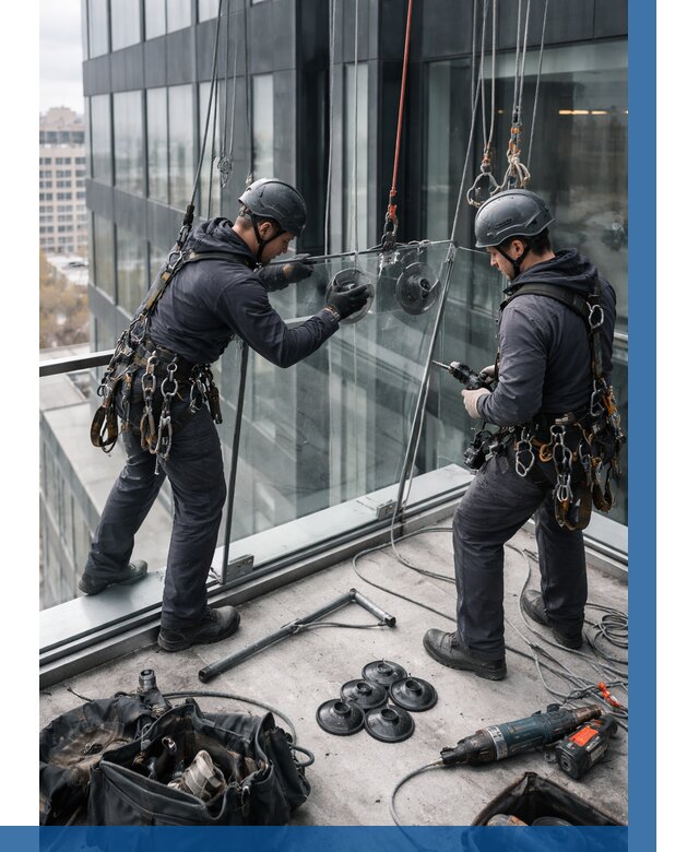 Монтаж стеклянных ограждений в Котласе от 2591 р. | ВЫСОТНИК-Ктл