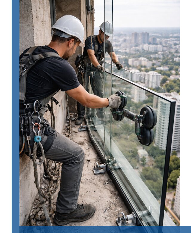 Монтаж стеклянных ограждений под ключ с гарантией в Котласе