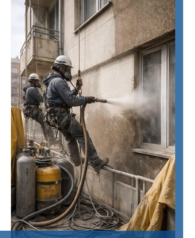 Пескоструйная очистка фасада в Котласе от 674 р. | ВЫСОТНИК-Ктл