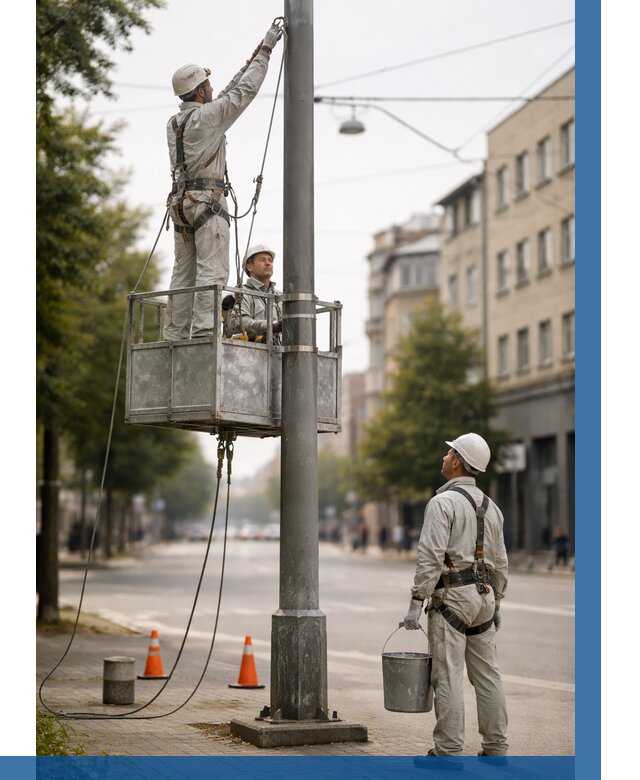 Покраска опор освещения в Котласе от 5182 р. | ВЫСОТНИК-Ктл