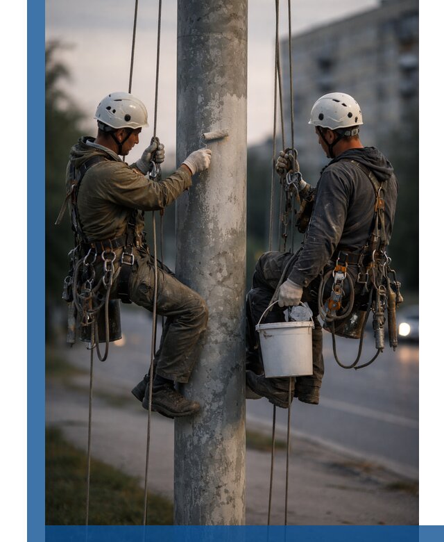 Покраска опор освещения и антикоррозийная защита в Котласе