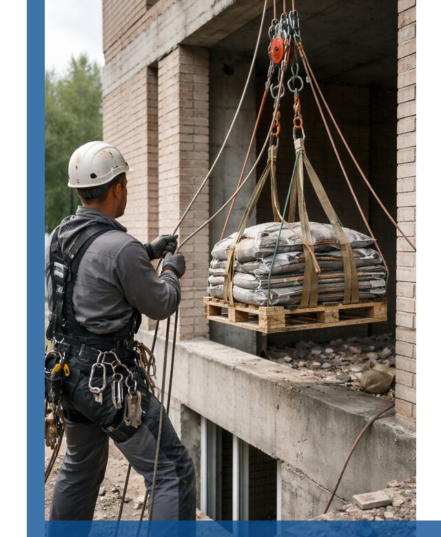 Подъем материалов на этаж веревками в Котласе оперативно