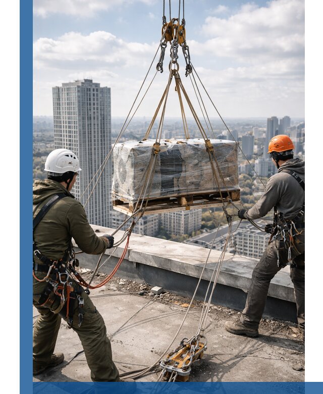 Подъем и монтаж крупногабаритных грузов на крышу в Котласе