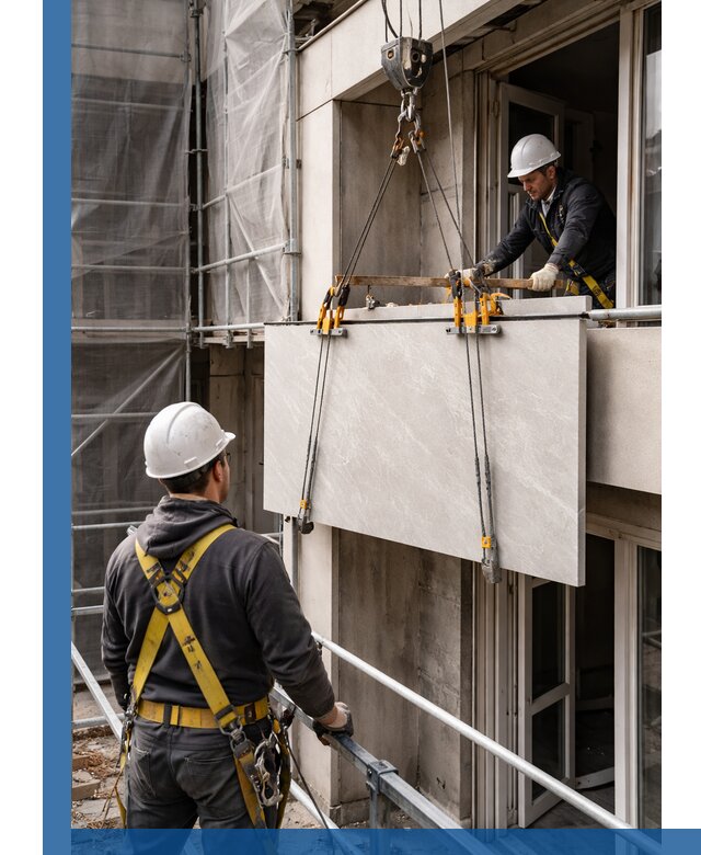 Подъем керамогранита на этаж в Котласе грузчиками и техникой