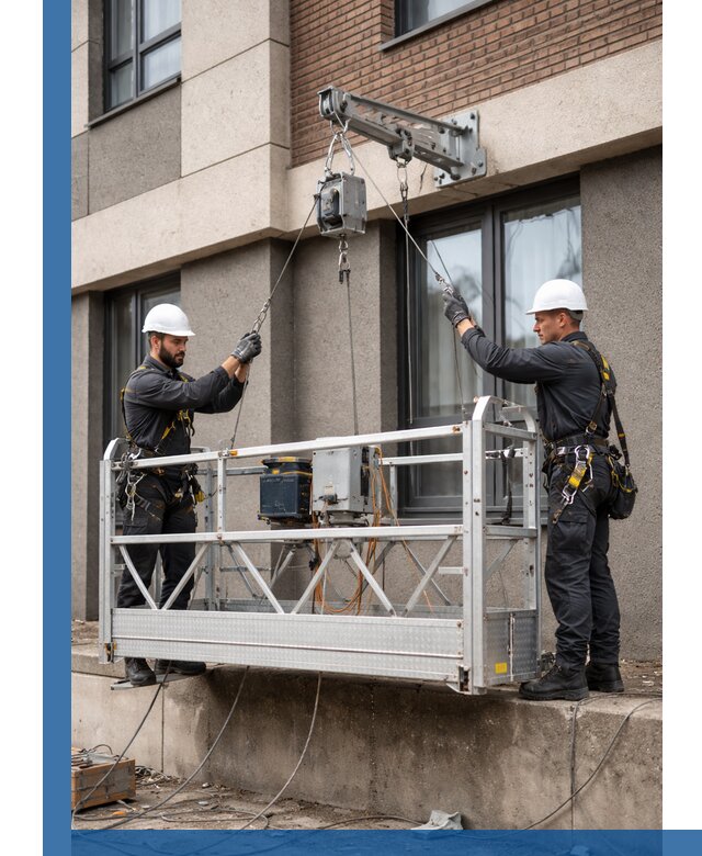 Монтаж и подъем фасадной люльки в Котласе с гарантией безопасности