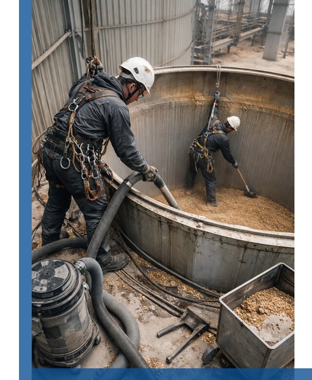 Профессиональная чистка зерновых бункеров в Котласе с выездом