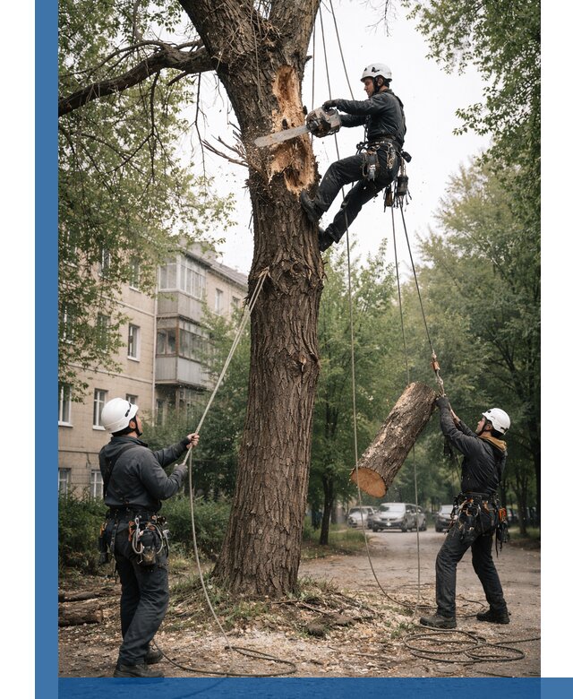 Срочное удаление аварийных деревьев в Котласе с гарантией безопасности