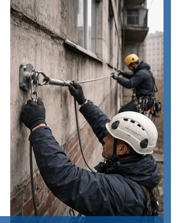 Монтаж анкерных линий в Котласе от 3109 р. | ВЫСОТНИК-Ктл