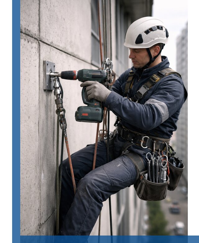 Установка анкерных точек для высотных работ в Котласе